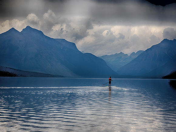 Lone boarder on Glacier Lake.