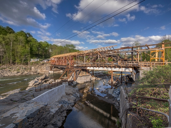 Covered bridge reconstruction after flood